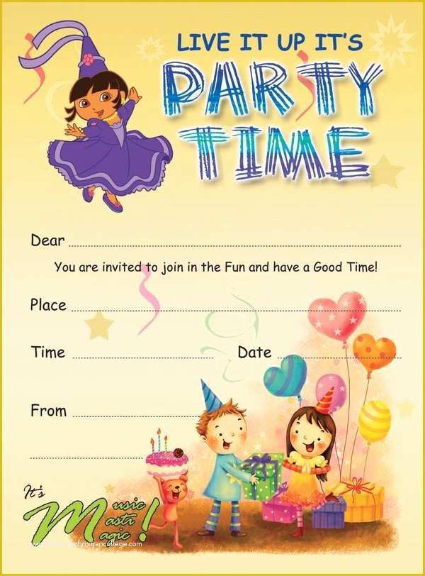 Free Childrens Party Invites Templates Of 17 Kids Party Invitation Designs & Templates Psd Ai