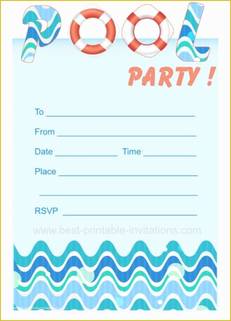 Free Childrens Party Invites Templates Of Blank Pool Party Ticket Invitation Template