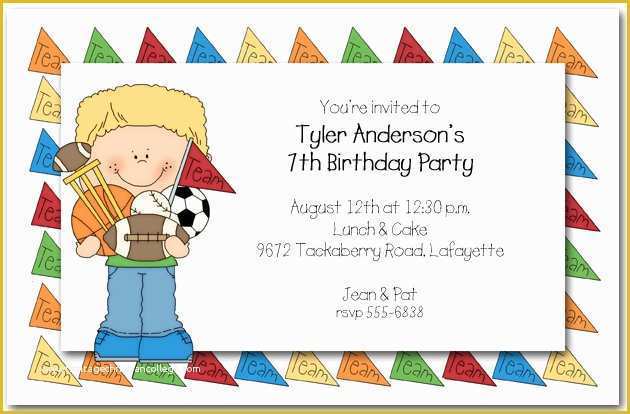 Free Childrens Party Invites Templates Of Boys Team Sports Party Invitations Team Sports Invitations