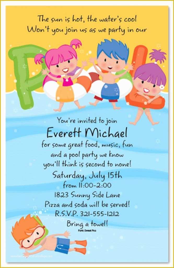 Free Childrens Party Invites Templates Of Free Printable Kids Pool Party Invitations Templates 4