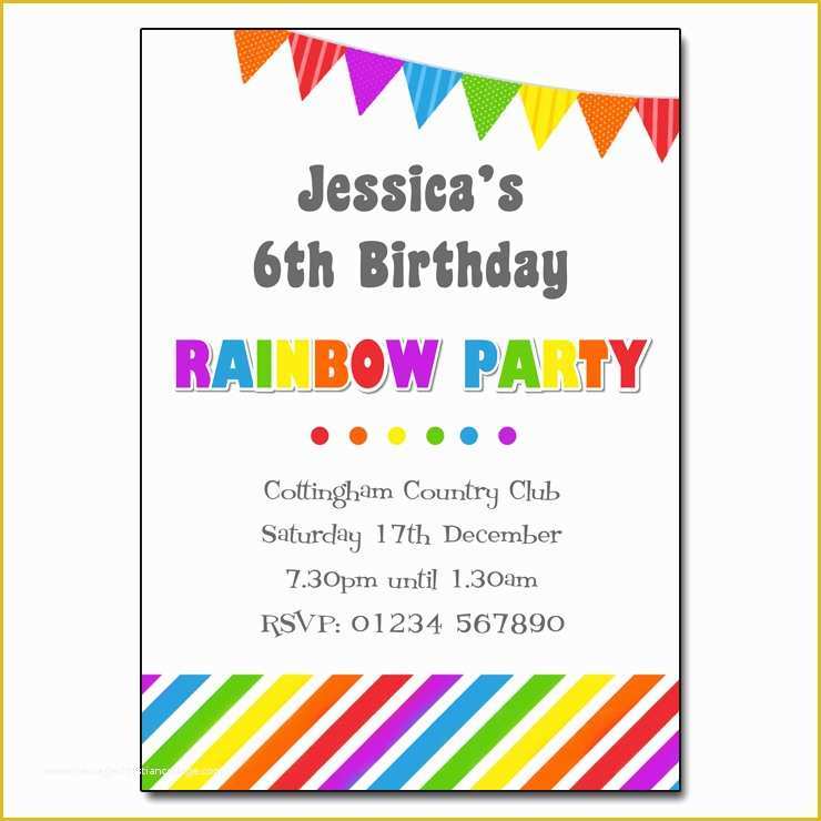 Free Childrens Party Invites Templates Of Rainbow Party Invitation