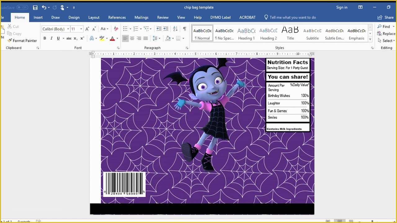 Free Chip Bag Template Of Chip Bag Template Using Microsoft Word