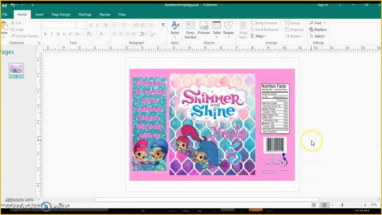 Free Chip Bag Template Of Shimmer and Shine Chip Bag Design Requested by Latoya Le
