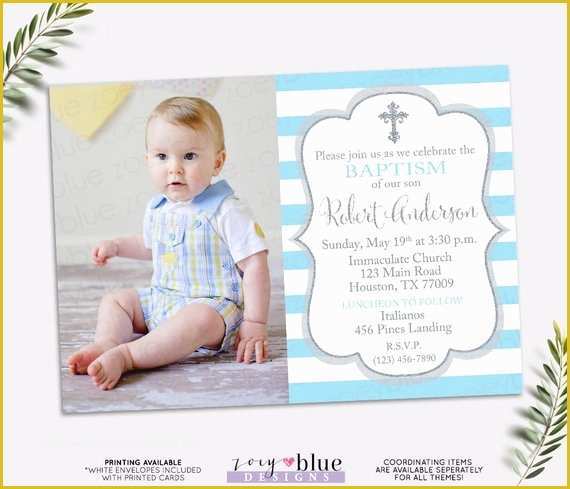 Free Christening Invitation Template for Baby Boy Of Baby Blue Baptism Invitation Boy Christening Invite First
