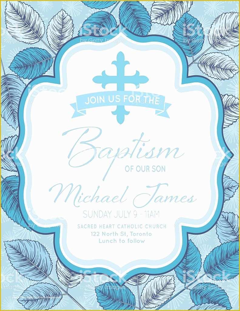 Free Christening Invitation Template for Baby Boy Of Baby Boy Baptism Christening Invitation Template Stock