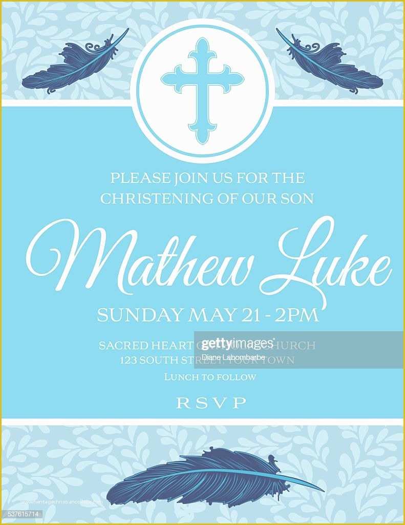 Free Christening Invitation Template for Baby Boy Of Baby Boy Baptism Christening Invitation Template Vector