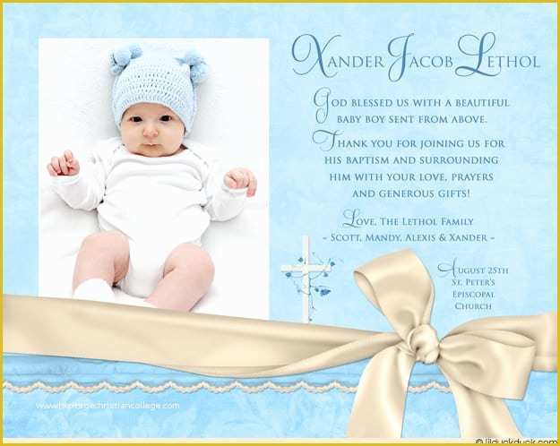 Free Christening Invitation Template for Baby Boy Of Baby Christening Invitation Free Template