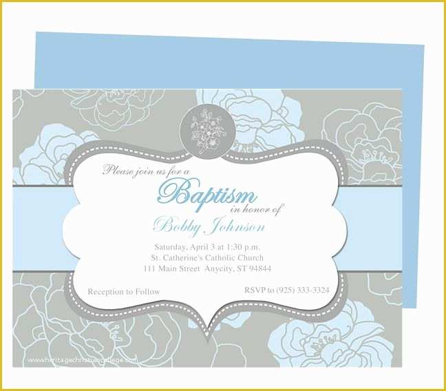 Free Christening Invitation Template for Baby Boy Of Chantily Baby Baptism Invitation Templates Printable Diy