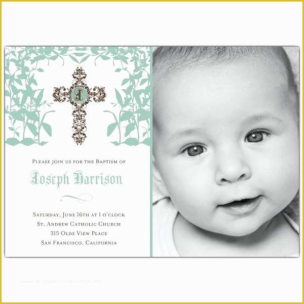 Free Christening Invitation Template for Baby Boy Of Cross Trellis Boy Baptism Invitations