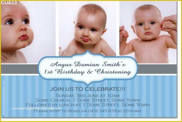 Free Christening Invitation Template for Baby Boy Of Cu833 Boys Birthday and Christening Invitation Baby