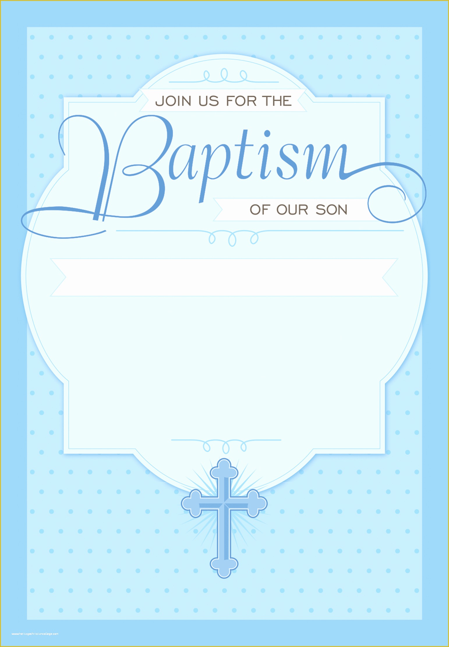 Free Christening Invitation Template for Baby Boy Of Dotted Blue Free Printable Baptism & Christening