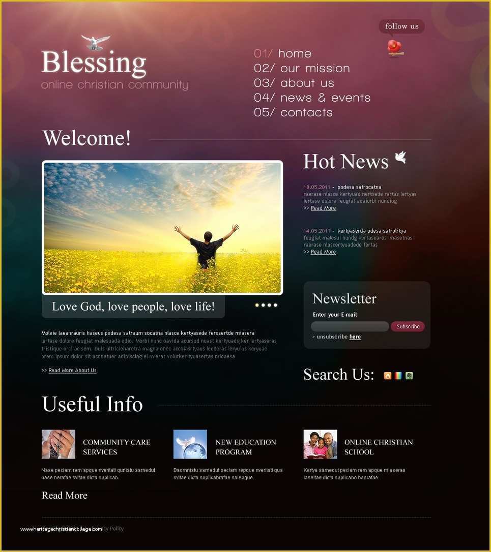 Free Christian Website Templates Of Christian Website Template