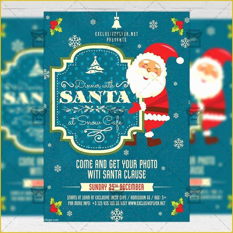 Free Christmas Flyer Templates Microsoft Word Of Dinner with Santa – Seasonal A5 Flyer Template