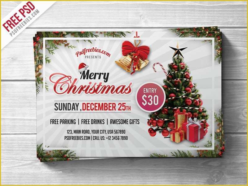 Free Christmas Flyer Templates Psd Of Free Psd Merry Christmas Party Flyer Psd Template by Psd