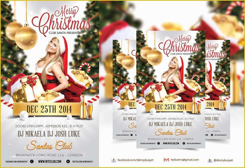 Free Christmas Flyer Templates Psd Of Merry Christmas Nightclub Psd Flyer Template by