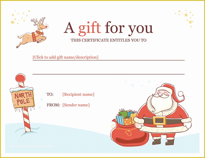 Free Christmas Gift Certificate Template Of Christmas Gift Certificate Template Template for Word 2013