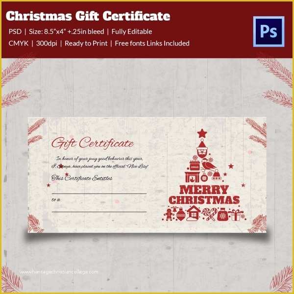 Free Christmas Gift Certificate Template Of Christmas Gift Certificate Templates 21 Psd format
