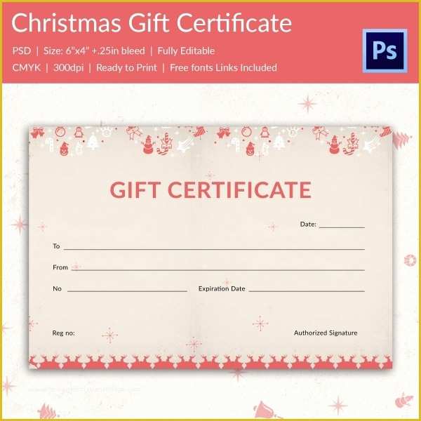 Free Christmas Gift Certificate Template Of Christmas Gift Certificate Templates 21 Psd format
