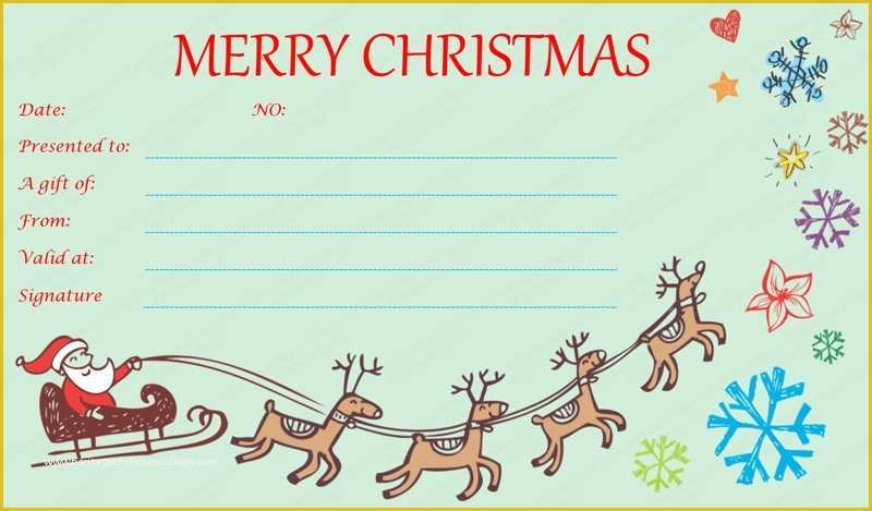 Free Christmas Gift Certificate Template Of Christmas Gift Certificates Templates Invitation Template