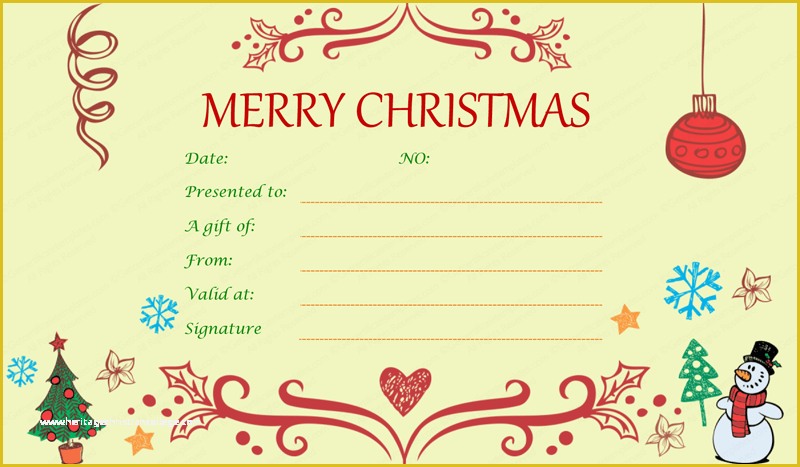 Free Christmas Gift Certificate Template Of Festive Decorating Christmas Gift Certificate Template