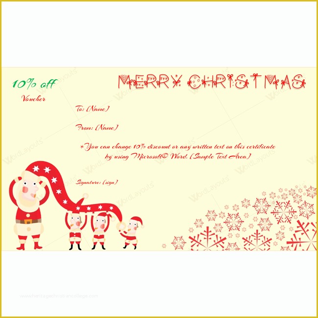 Free Christmas Gift Certificate Template Of Merry Christmas Card Template Word Layouts