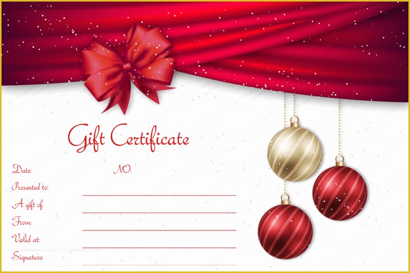 Free Christmas Gift Certificate Template Of Velvet Ribbons Christmas Gift Certificate Template