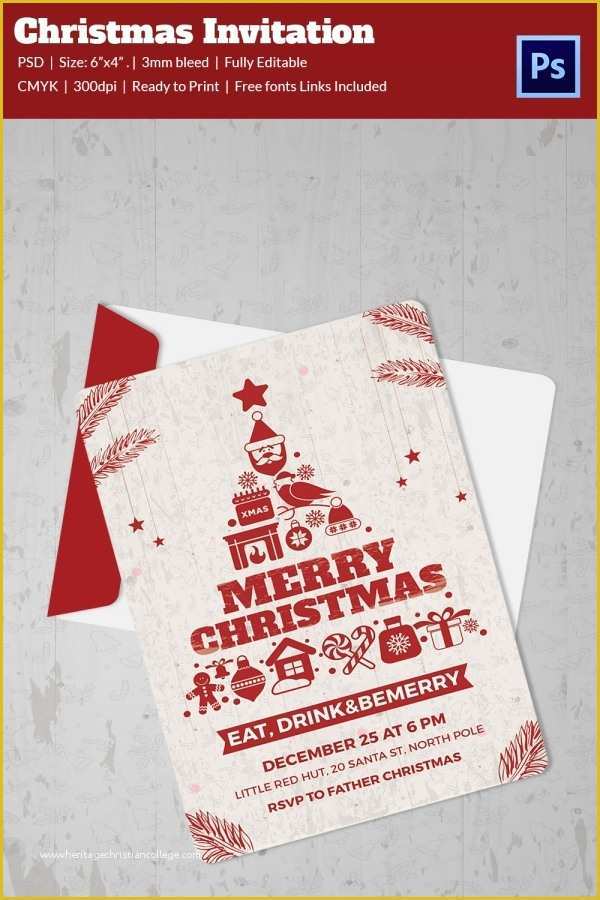 Free Christmas Invitation Download Templates Of Christmas Invitation Template 27 Free Psd Eps Vector