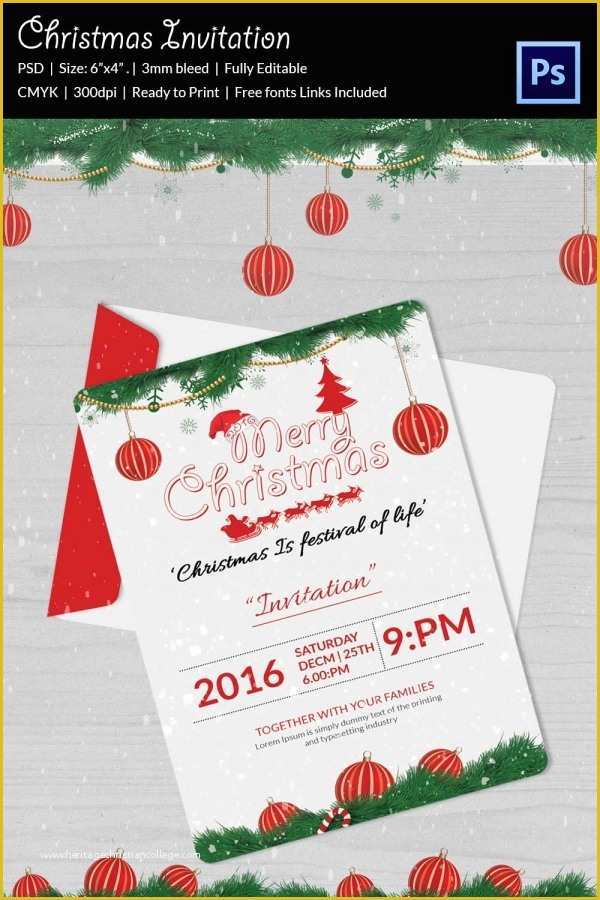 Free Christmas Invitation Templates Word Of 25 Christmas Invitation Templates Psd Eps Vector Ai