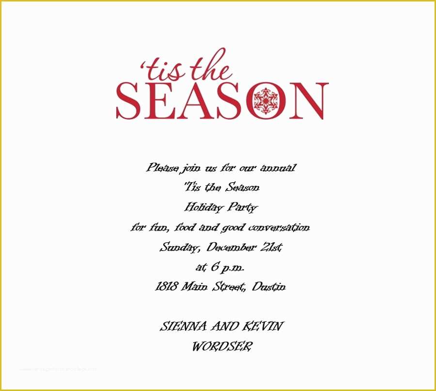 Free Christmas Invitation Templates Word Of Christmas Party Invitation 4 Wording