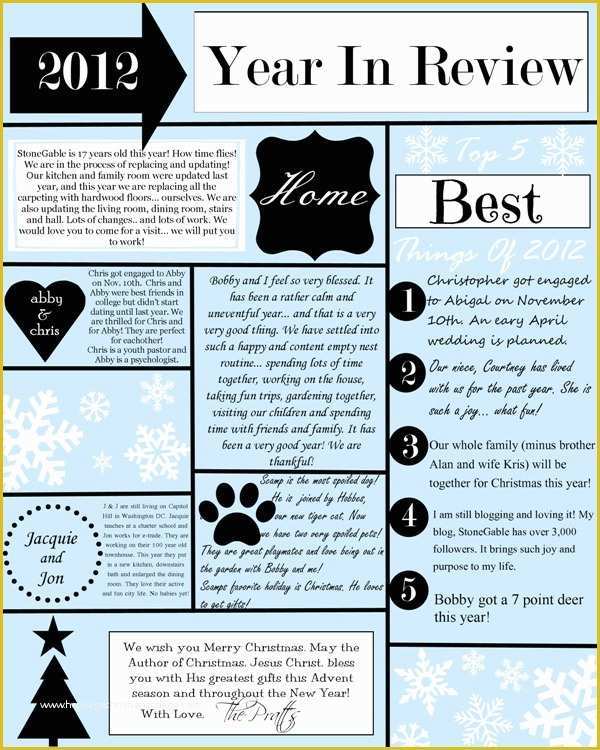 Free Christmas Newsletter Templates for Word Of A Year In Review Christmas Letter and Template Stonegable