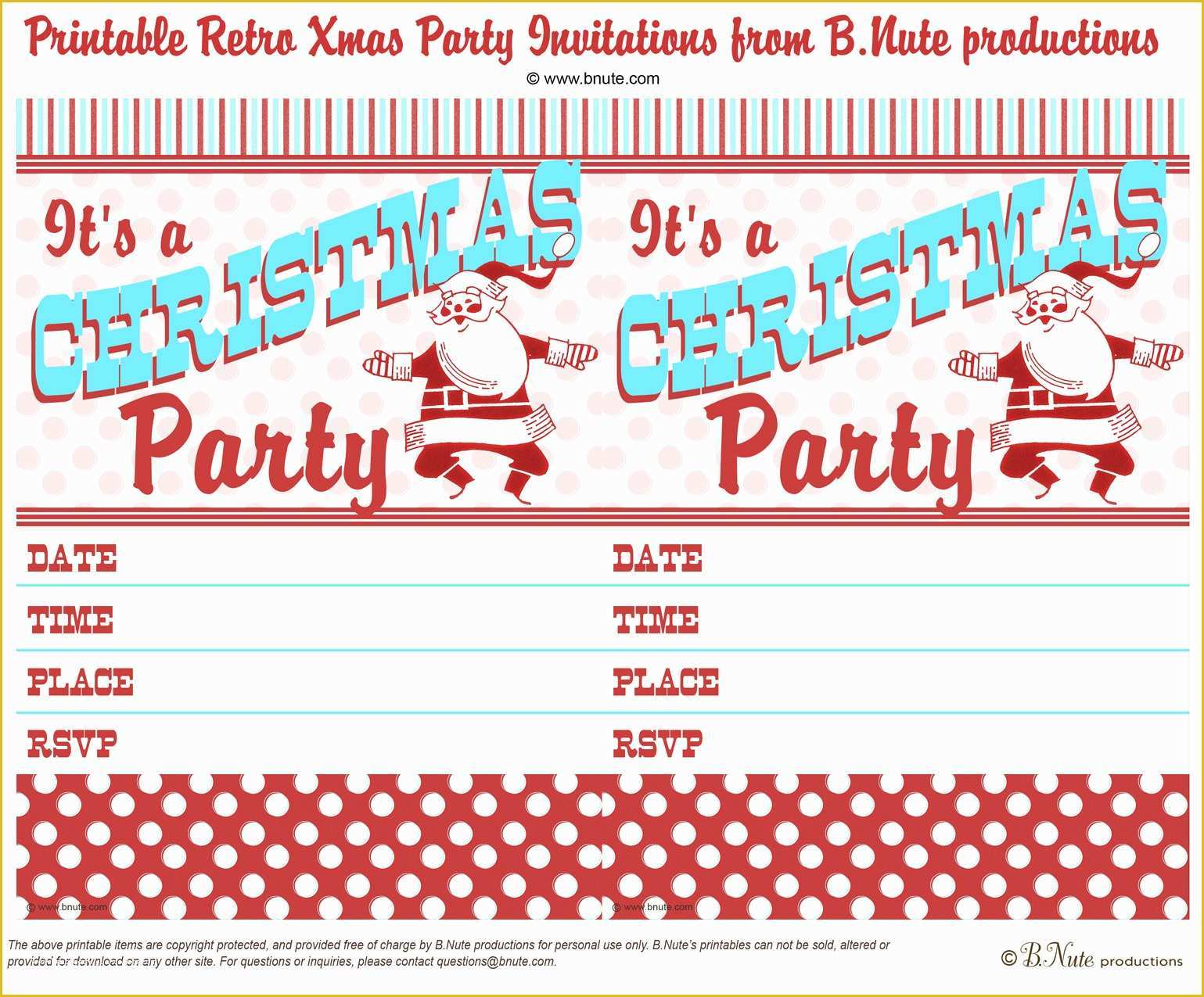 Free Christmas Party Invitation Templates Of Bnute Productions Free Printable Retro Christmas Party