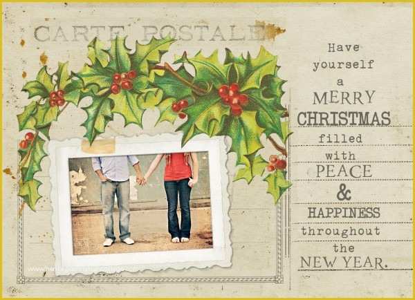 Free Christmas Photo Card Templates Online Of Free Vintage Holiday Card Template