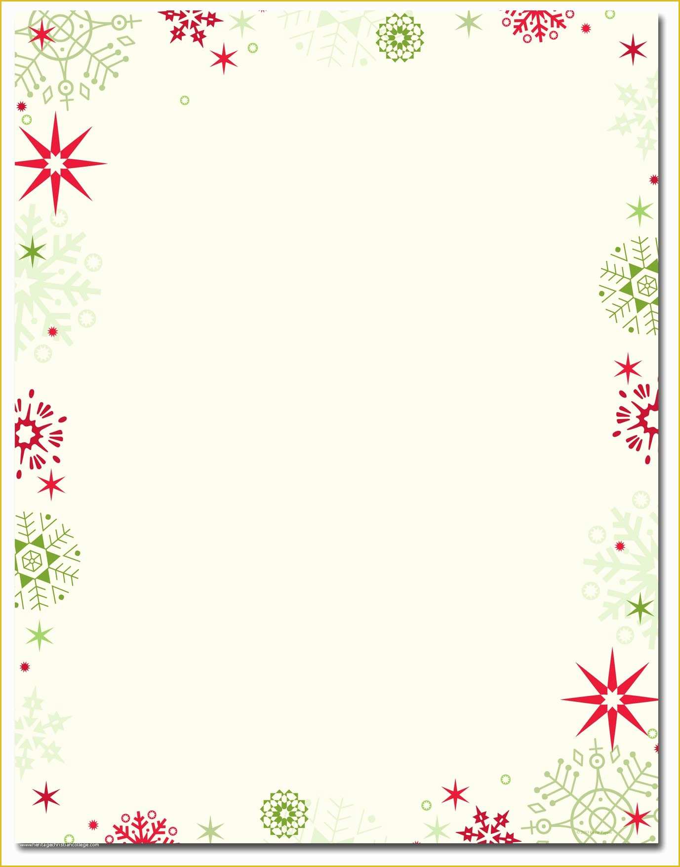Free Christmas Stationery Templates Of Red & Green Flakes Letterhead Holiday Papers