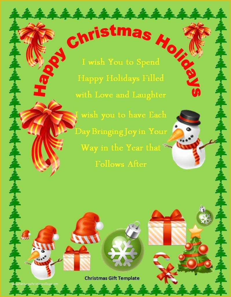 Free Christmas Templates for Word Of Card Templates