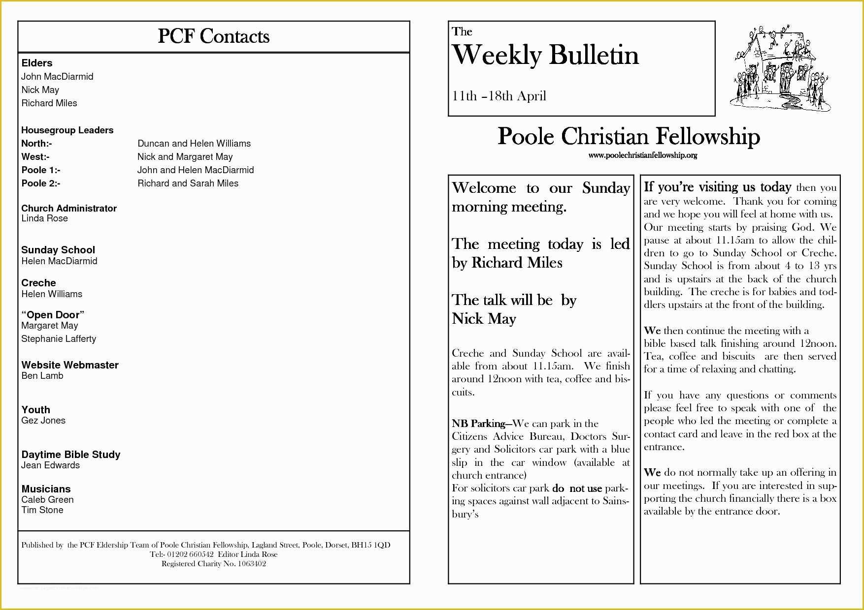 Free Church Bulletin Templates Microsoft Publisher Of Church Bulletin Template Free Templates Resume