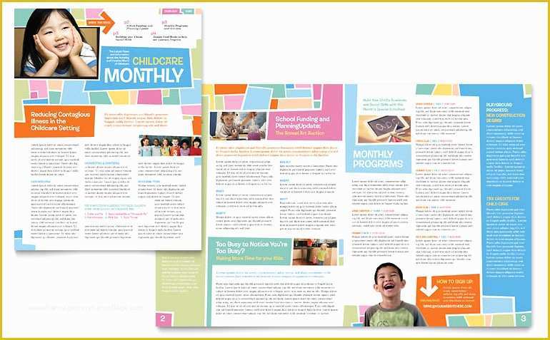 Free Church Bulletin Templates Microsoft Publisher Of Preschool Kids &amp; Day Care Newsletter Template Word