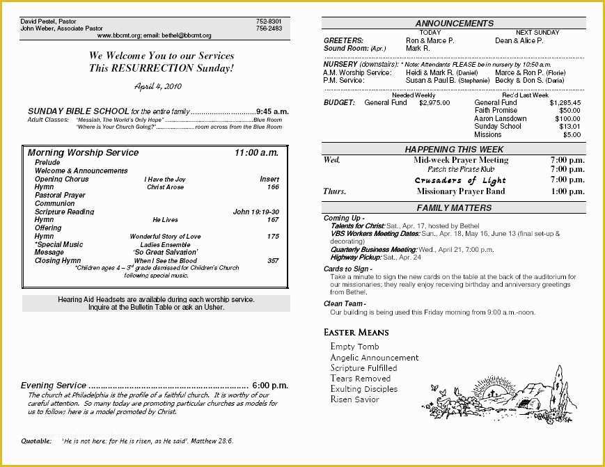 Free Church Bulletin Templates Of Bethel Baptist Church Kalispell Montana—april 4 2010