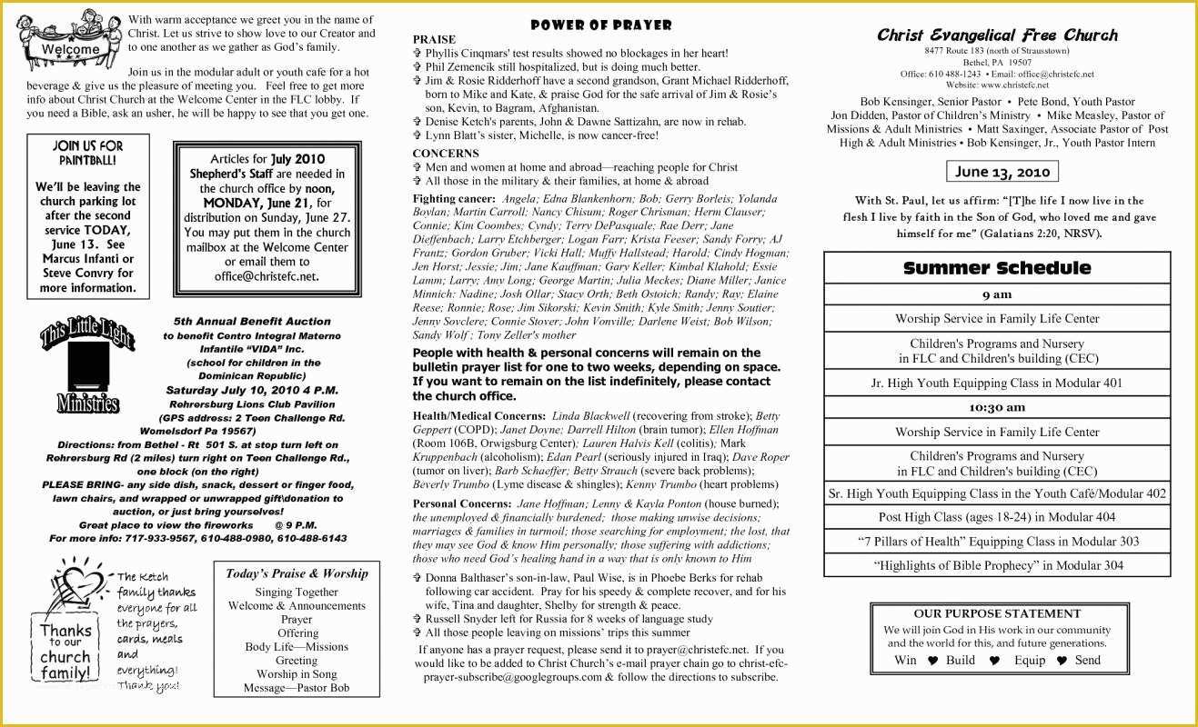 Free Church Bulletin Templates Of Church Bulletin Templates Microsoft Publisher