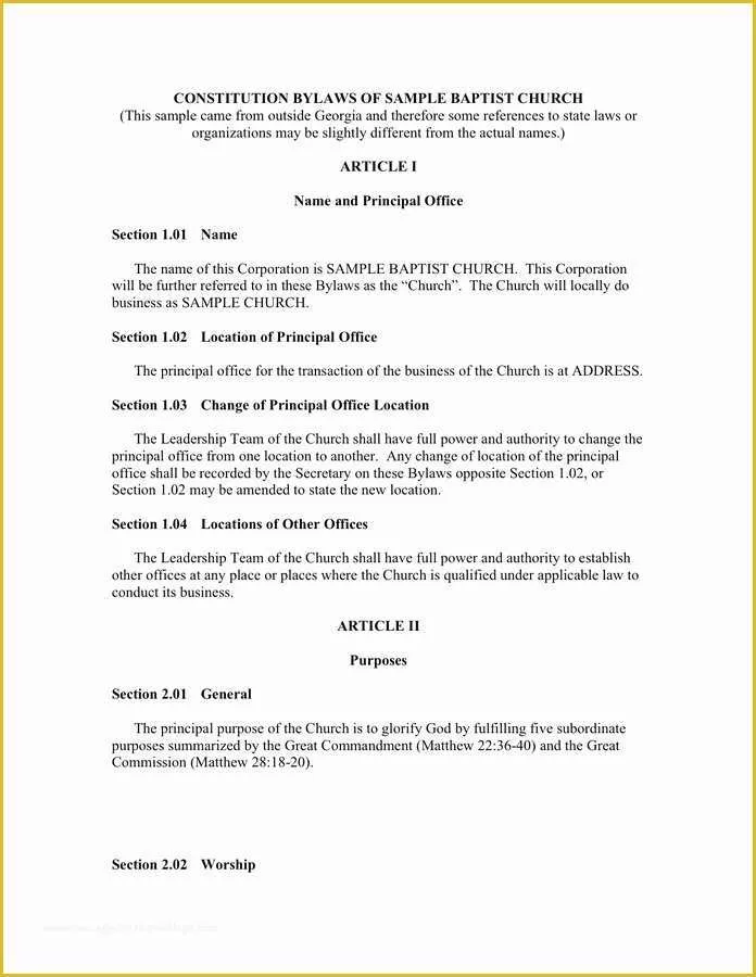 Free Church bylaws Template Of Church bylaws Template Pdf Templates Resume Examples