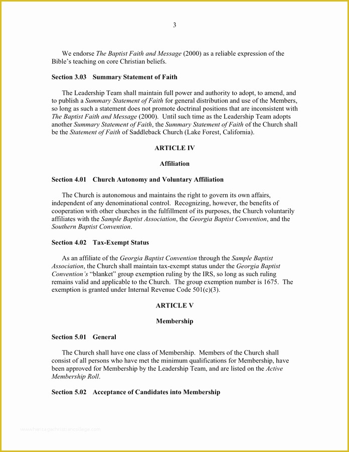 Free Church bylaws Template Of Church Constitution and bylaws Template