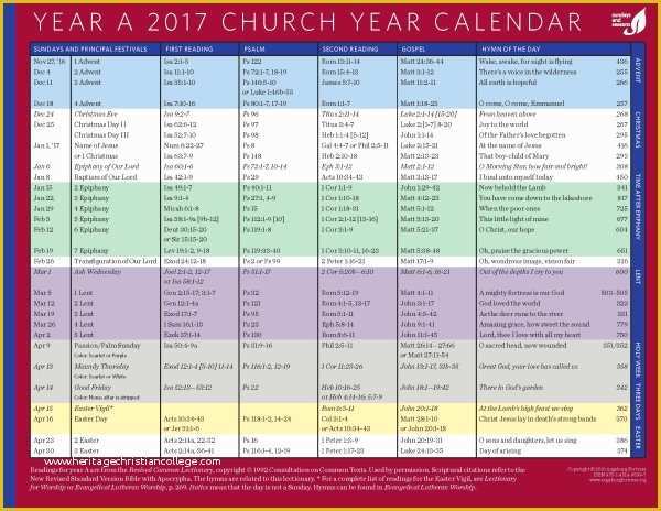 Free Church Calendar Templates Of Church Year Calendar 2017 Year A