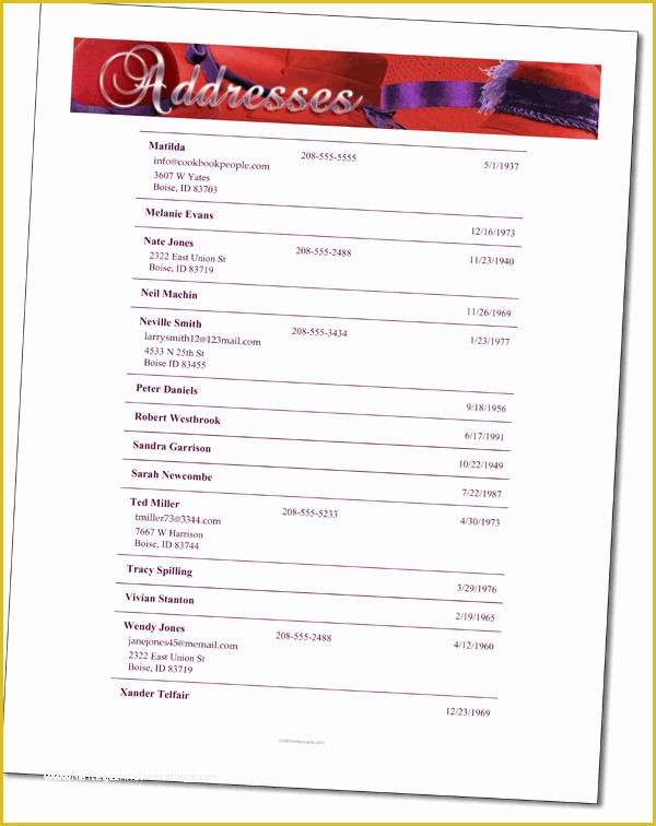 Church Directory Template