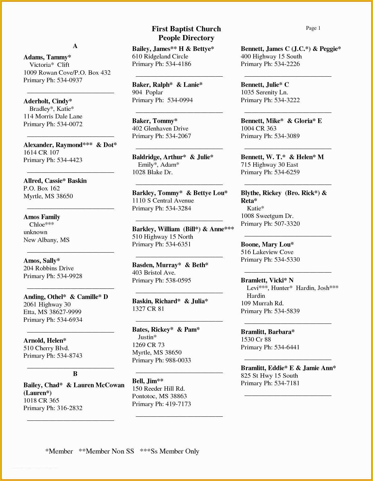 Free Church Directory Template Of Church Directory Template Word Templates Resume