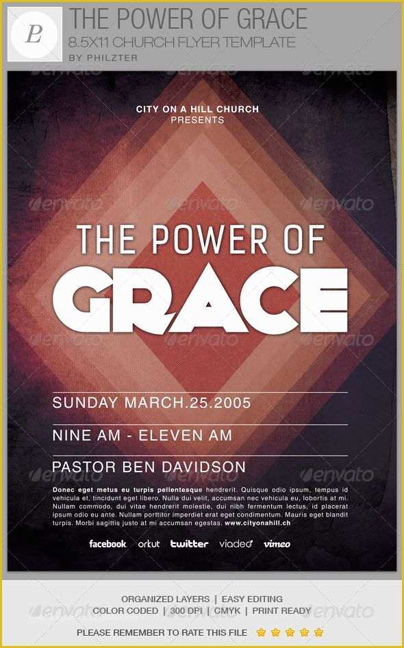 Free Church Flyer Templates Photoshop Of the Power Of Grace Church Flyer Template