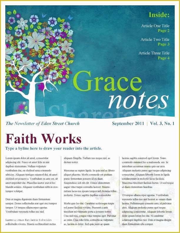 Free Church Newsletter Templates Of Blossom Tree Church Newsletter Template Template