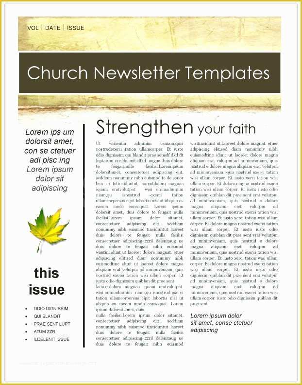 Free Church Newsletter Templates Of Fall Leaves Church Newsletter Template Template