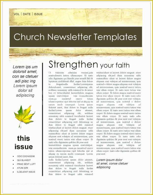 Free Church Newsletter Templates Of Fall Leaves Church Newsletter Template Template