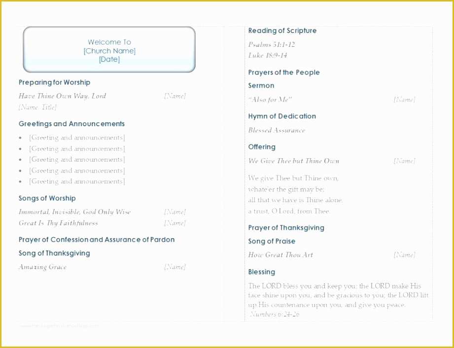 Free Church Program Template Microsoft Word Of 6 Church Bulletin Templates Word Utopi