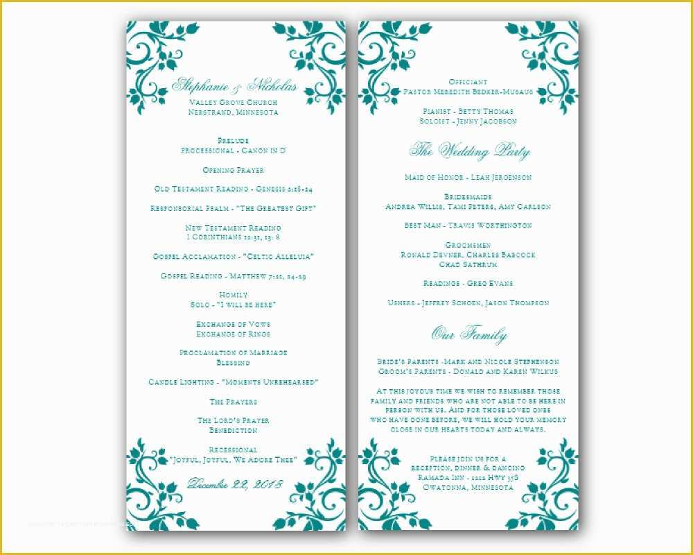 Free Church Program Template Microsoft Word Of Free Printable Wedding Program Templates Word