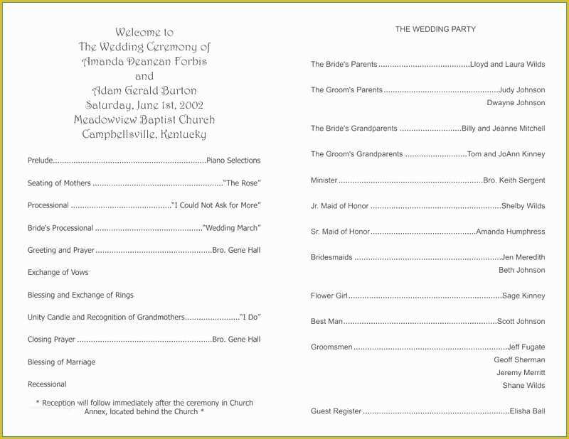 Free Church Program Template Microsoft Word Of Microsoft Wedding Program Template